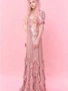 The vampires wife pink sky rocket maxi dress